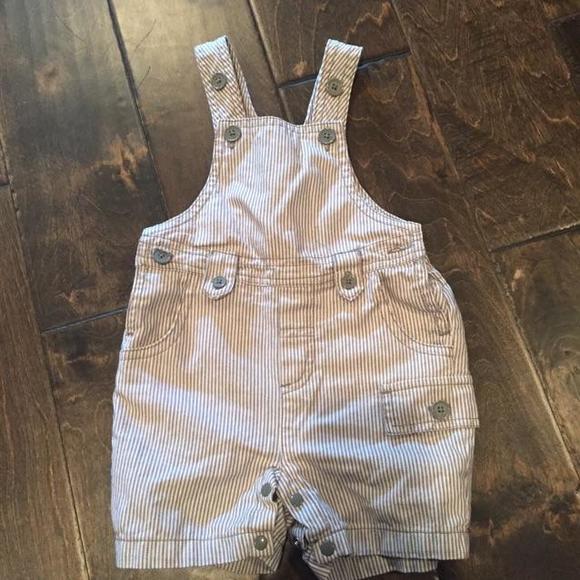 Striped short overalls