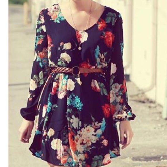 Navy Floral Dress