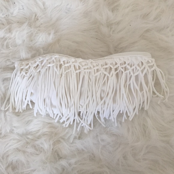 White fringe bikini top