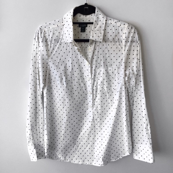J Crew Black & White Polka Dot Blouse