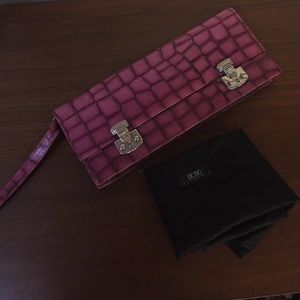 BCBG croc embossed clutch