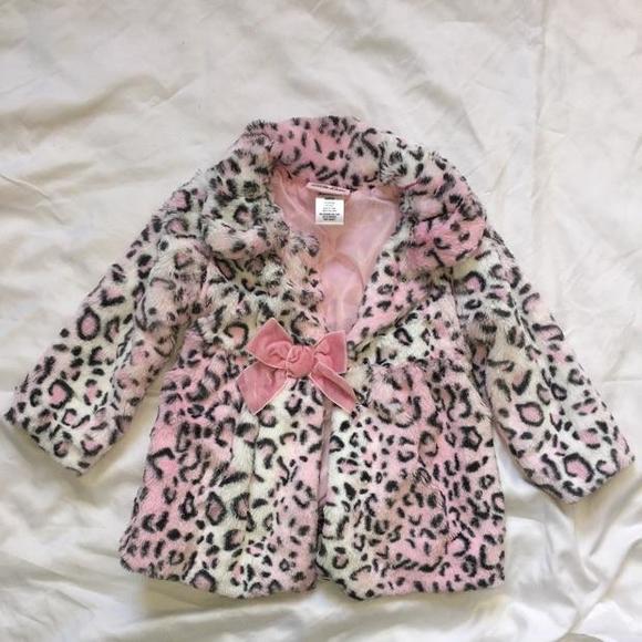 Pink animal print faux fur jacket