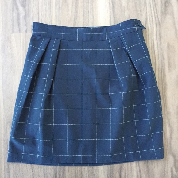Navy & White Square Pattern Skirt