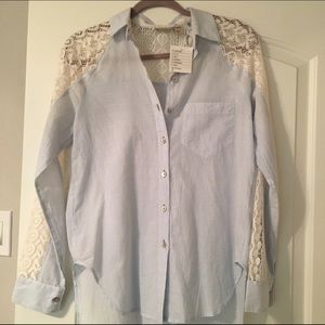NWT! XS Lace and stripe blouse from Anthropologie