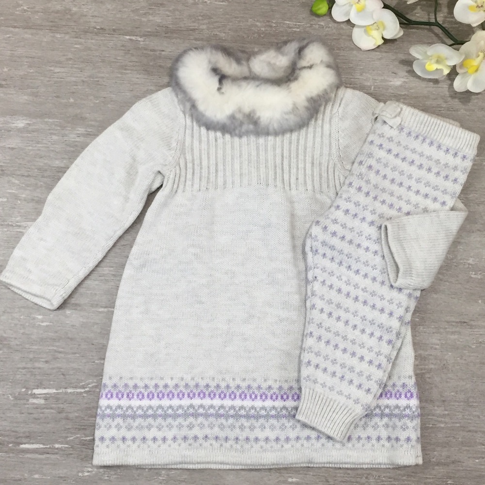🚫SOLDonKid🚫[Janie &Jack] Ivory&Purple Faux Fur