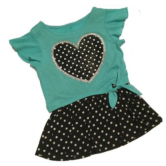 🚫SOLDonKid🚫Justice] Teal w Black & White polka