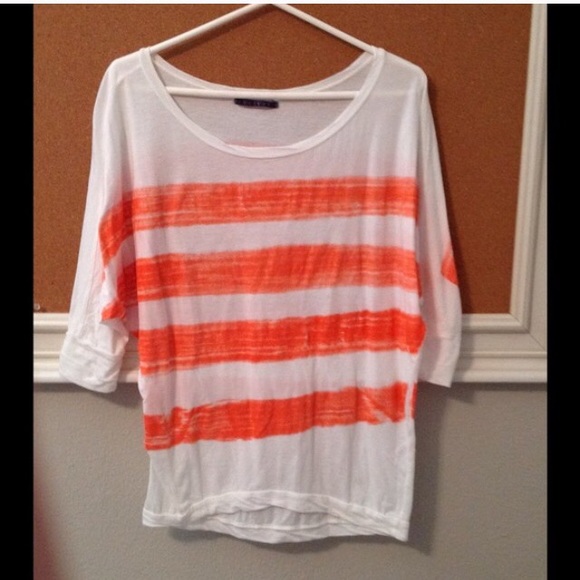 Orange and white stripe Velvet dolman top