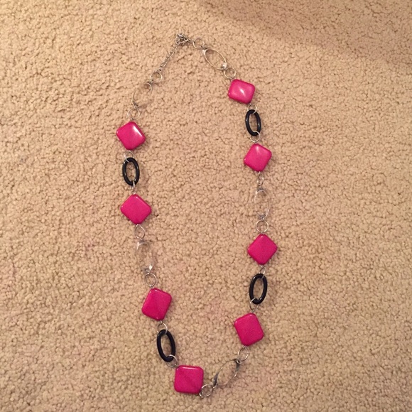Black and hot pink and silver necklace