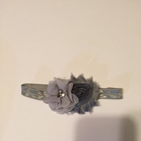 Grey Silver headband with Rhinestones
