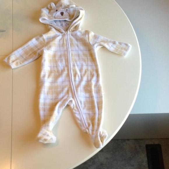 Plaid One Piece Hooded Bear Footie