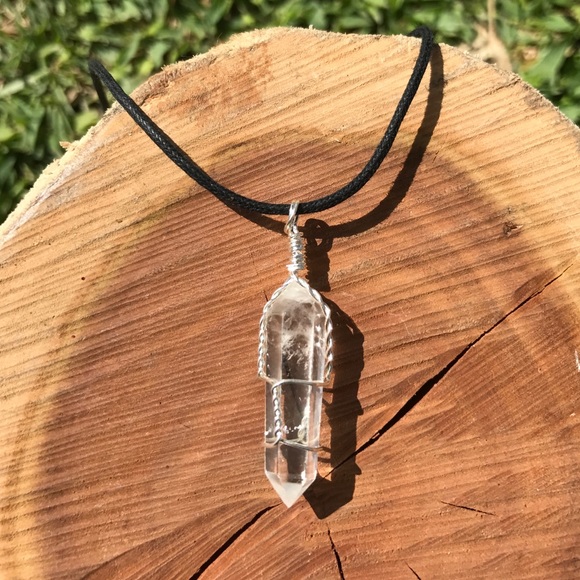Wire Wrapped Quartz Crystal Necklace