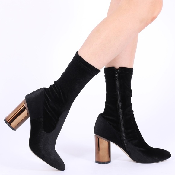Public Desire Elva velvet boot.