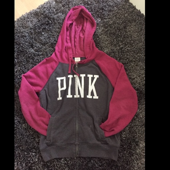 PINK color block hoodie