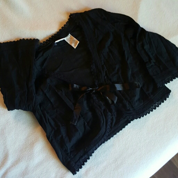 Black tied blouse.