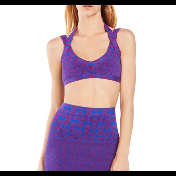 BCBGMAXAZRIA Kiana Geometric Jacquard Crop Top