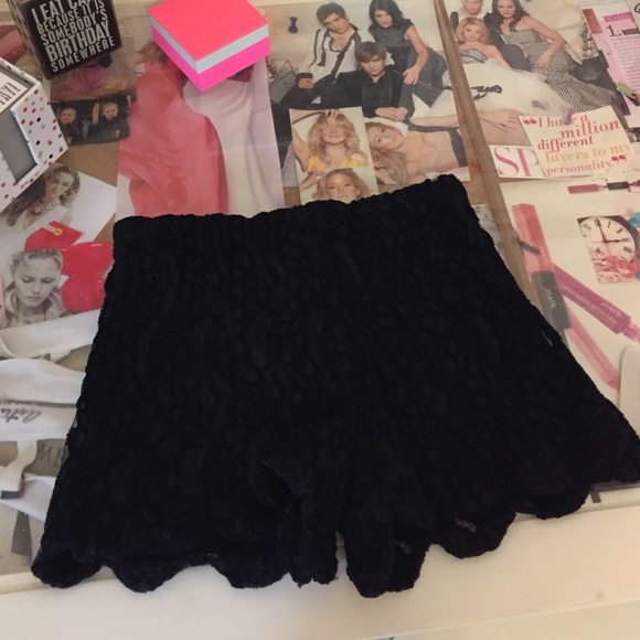 Black lace shorts