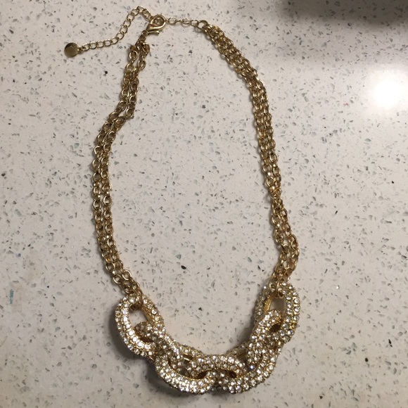Gold Rhinestone Chain costume necklace - Picture 1 of 3