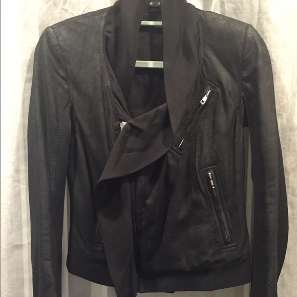 Rick Owens asymmetrical blister leather jacket- Brand New -Black -Size Italian 8