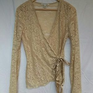 Lace wrap long sleeve top - Banana Republic