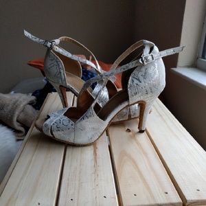 Silver Ankle Strap Salsa Heels