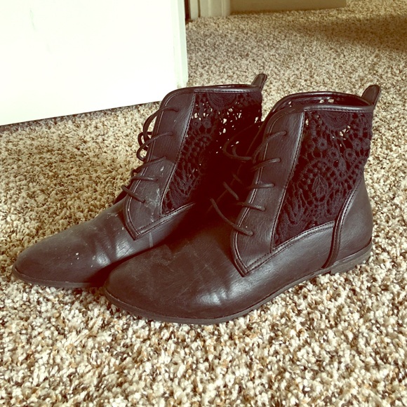 Black laced booties