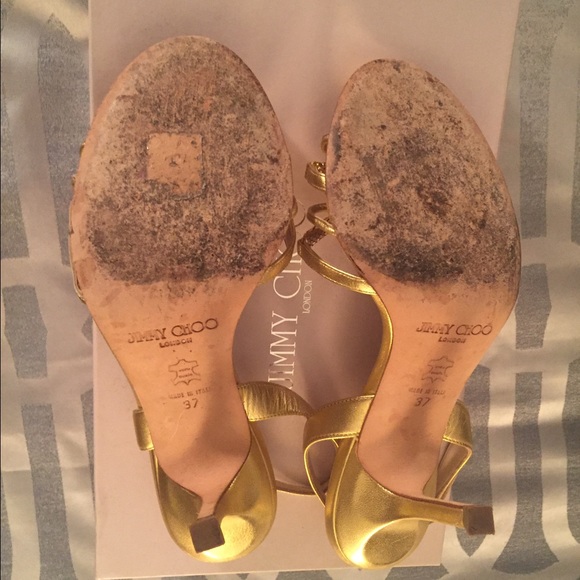 Jimmy Choo Riva Egyptian gold snake dressy sandals