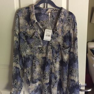 Free People sheer button down shirt