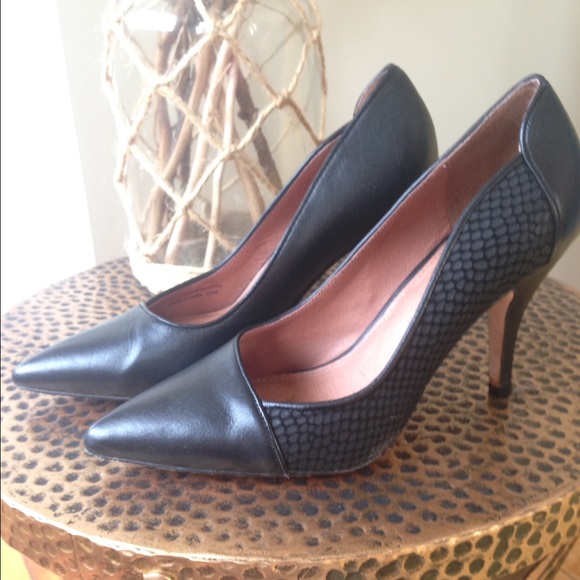 Black leather heels