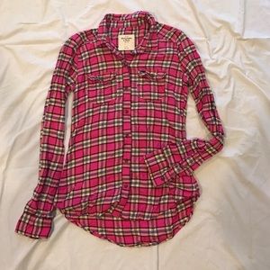 Abercrombie & Fitch pink plaid flannel S