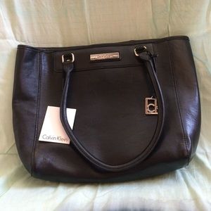Calvin Klein Black Faux Leather Handbag
