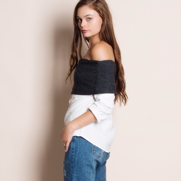 1DAYSALE Off Shoulder Button Down Blouse - Picture 3 of 4