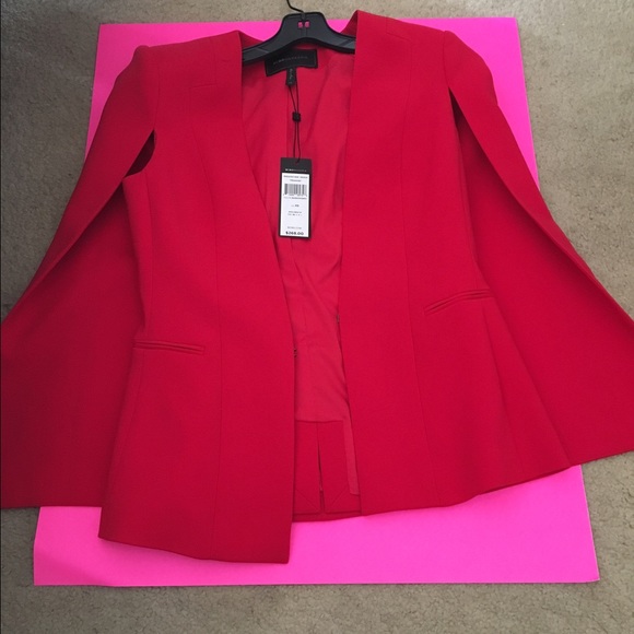 Red BCBG Max Azria blazer w/ single hook closure