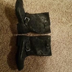 Black motorcycle boots with studs