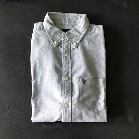 American Eagle Stone Grey Casual Button Up