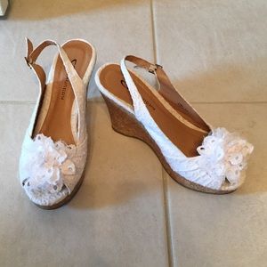 Wedge white sandals