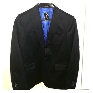 NWT Men's Single Button Black Blazer w/Blue Lining