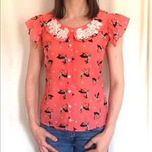 Adorable retro 1950s deer print top