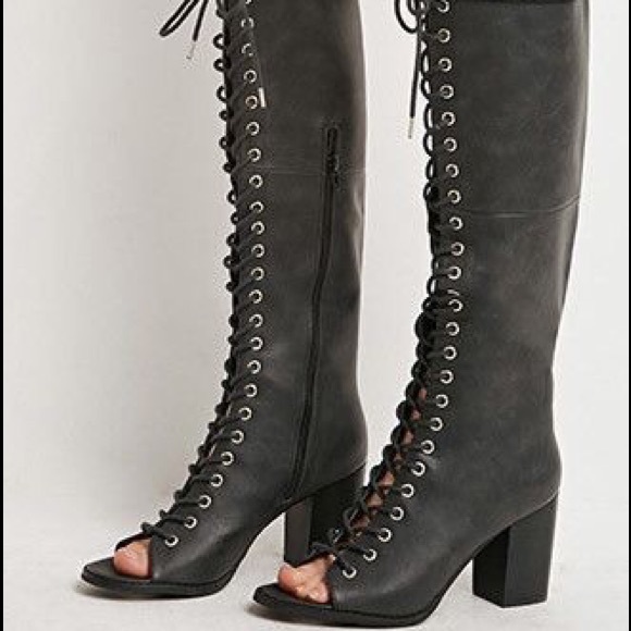 Faux Leather Lace Up Boots