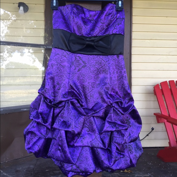 Strapless purple and black dress