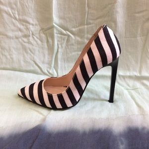 Koton bold b&w stripe canvass pumps