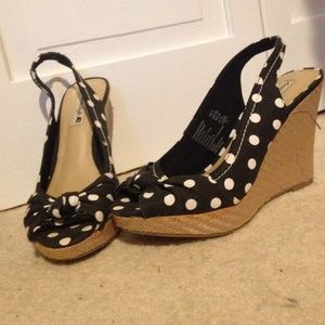 Peep toe polkadot wedges