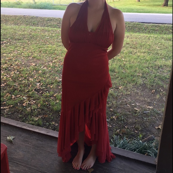 Long red dress