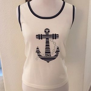 White sleeveless top