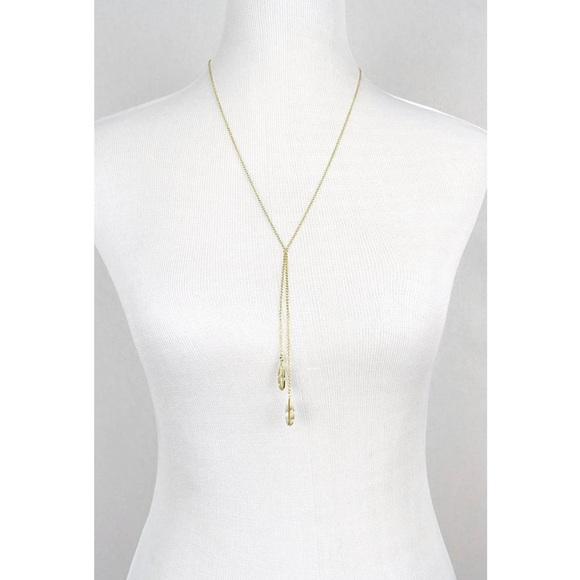 ‼️LAST ONE‼️Zoe Lariat Leaf Necklace - Picture 2 of 4