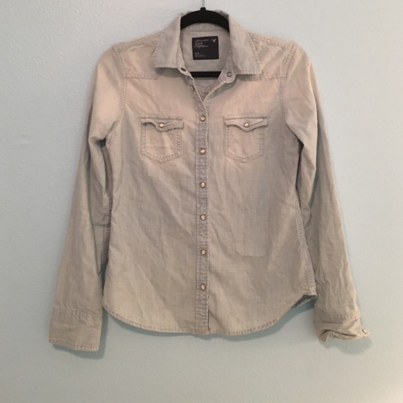 Denim button down.