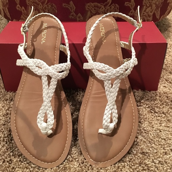 White sandals with strap