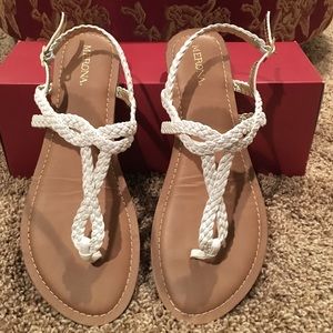 White sandals with strap