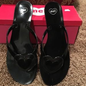 Black Heart Jelly Flip Flops