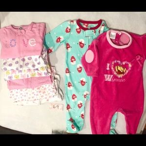 - 8 PAJAMAS-  6-9 month girls footie pjs