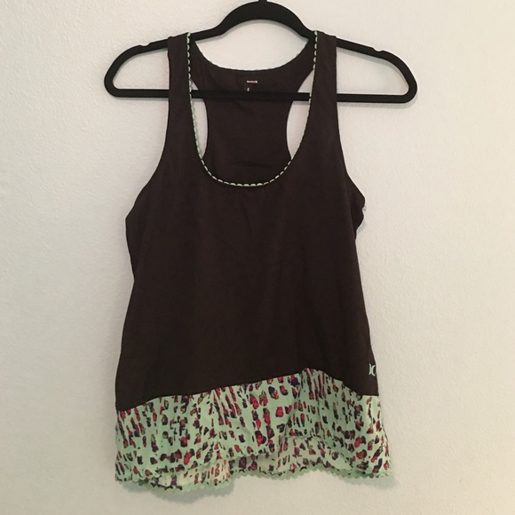 Black and blue tank with scalloped trim.